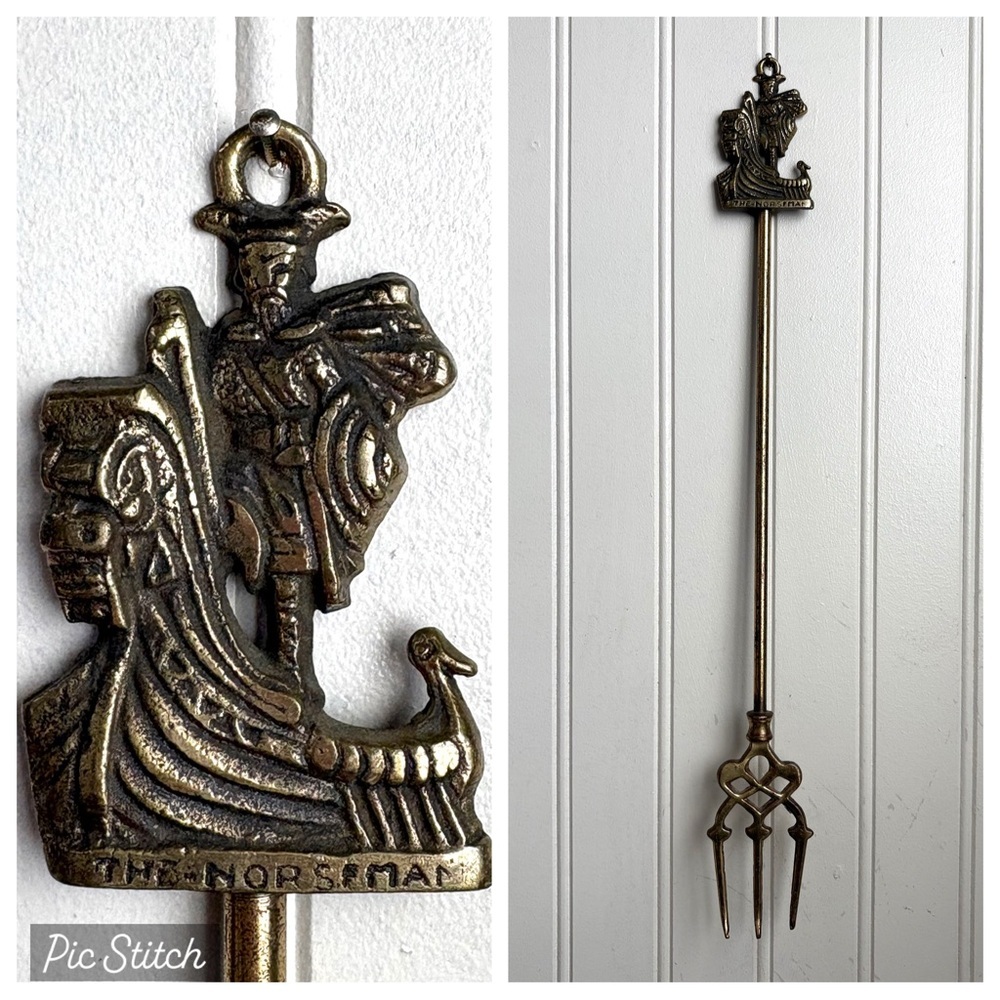 Vintage Brass Norseman Toasting Fork Kitchen Wall Decor Farmhouse Traditional